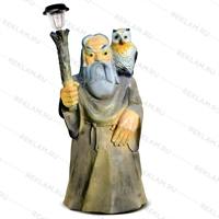 Садовый светильник Старик с филином - фото 49702