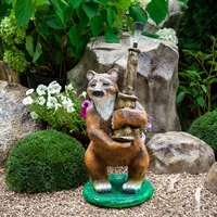 Садовый светильник Медведь F07124 полистоун h=70 см - фото 50209