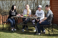 Стол для сада разборный 881-65R металл и дерево - фото 50408