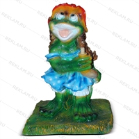 Садовый светильник Лягушка кокетка F07764 полистоун высота 52см - фото 51045