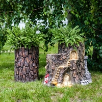 Кашпо пень Дом Гномов под лавку U07910 стеклопластик h=59 см - фото 51241