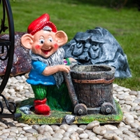 Кашпо для цветов Гном с тачкой - фото 51609