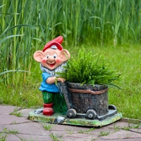 Кашпо для цветов Гном с тачкой - фото 51613