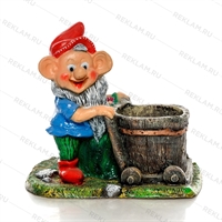 Кашпо для цветов Гном с тачкой - фото 51614