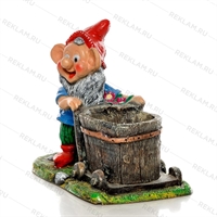 Кашпо для цветов Гном с тачкой - фото 51615