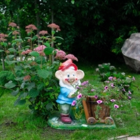 Кашпо для цветов Гном с тачкой - фото 51618