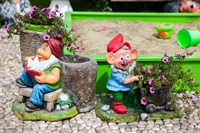 Кашпо для цветов Гном с тачкой - фото 51622