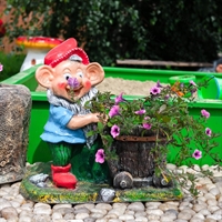 Кашпо для цветов Гном с тачкой - фото 51623