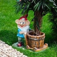 Кашпо для цветов Гном с тачкой - фото 51625