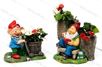 Кашпо для цветов Гном с тачкой - фото 51626