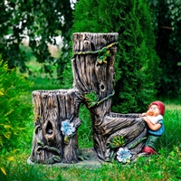 Тройное кашпо с гномом - фото 51786