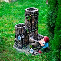 Тройное кашпо с гномом - фото 51787