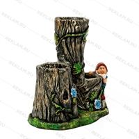 Тройное кашпо с гномом - фото 51788