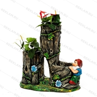 Тройное кашпо с гномом - фото 51789