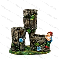 Тройное кашпо с гномом - фото 51791