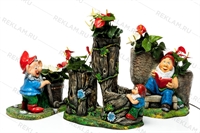 Тройное кашпо с гномом - фото 51792