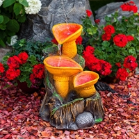 Фонтан декоративный для сада Грибы F08375 стеклопластик, высота 49 см - фото 51938