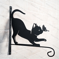 Кронштейн для подвесного кашпо с цветами котенок с бабочкой 201-002B - фото 52495