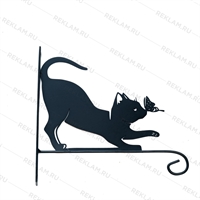 Кронштейн для подвесного кашпо с цветами котенок с бабочкой 201-002B - фото 52497