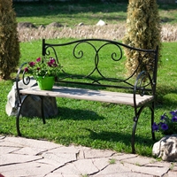 Скамейка садово-парковая кованая с деревом 881-51R разборная - фото 53269