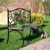 Скамейка садово-парковая кованая с деревом 881-51R разборная - фото 53270