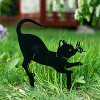 Садовая фигура металлическая Кошка с бабочкой - фото 54037