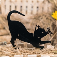 Садовая фигура металлическая Кошка с бабочкой - фото 54040