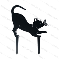 Садовая фигура металлическая Кошка с бабочкой - фото 54041