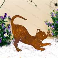 Садовая фигура металлическая Кошка с бабочкой - фото 54042