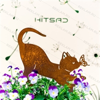 Садовая фигура металлическая Кошка с бабочкой - фото 54043