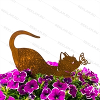 Садовая фигура металлическая Кошка с бабочкой - фото 54045