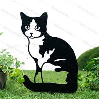 Металлическая садовая декоративная фигура Кошка - фото 54603