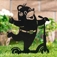 Садовая декоративная фигура Крот на самокате металл - фото 54706