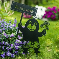 Металлическая садовая декоративная фигура Крот с табличкой - фото 54711