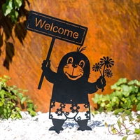 Металлическая садовая декоративная фигура Крот с табличкой - фото 54712