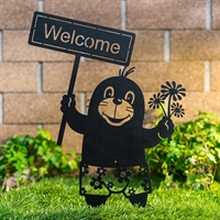 Металлическая садовая декоративная фигура Крот с табличкой - фото 54713