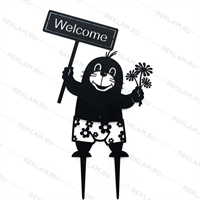 Металлическая садовая декоративная фигура Крот с табличкой - фото 54717