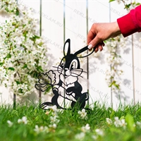 Садовая декоративная фигура Заяц металл - фото 54784