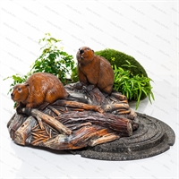 Декоративная крышка люка Бобры на запруде U09428 стеклопластик d=82 см - фото 55884