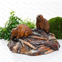 Декоративная крышка люка Бобры на запруде U09428 стеклопластик d=82 см - фото 55887