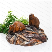 Декоративная крышка люка Бобры на запруде U09428 стеклопластик d=82 см - фото 55888