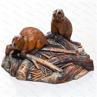 Декоративная крышка люка Бобры на запруде U09428 стеклопластик d=82 см - фото 55891